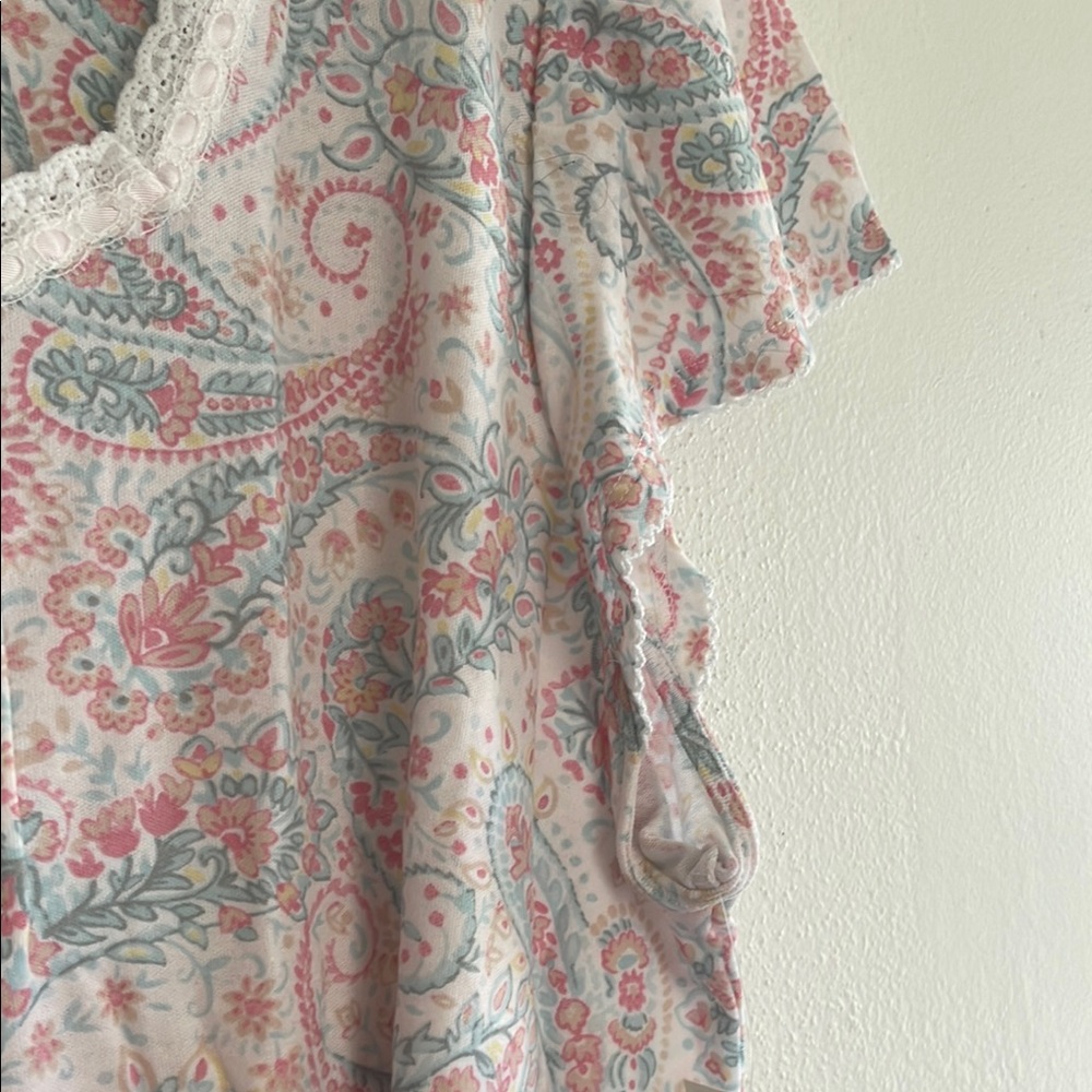 Miss Elaine Women's Paisley Nightgown - Pink and Blue - Picture 4 of 10